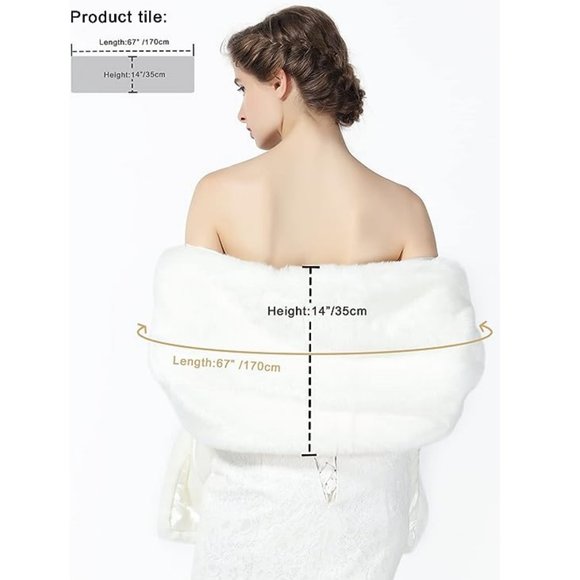 Faux fur Shawl/Wrap/Cover-Up/Cape - Ivory  *NEW* - Picture 5 of 7